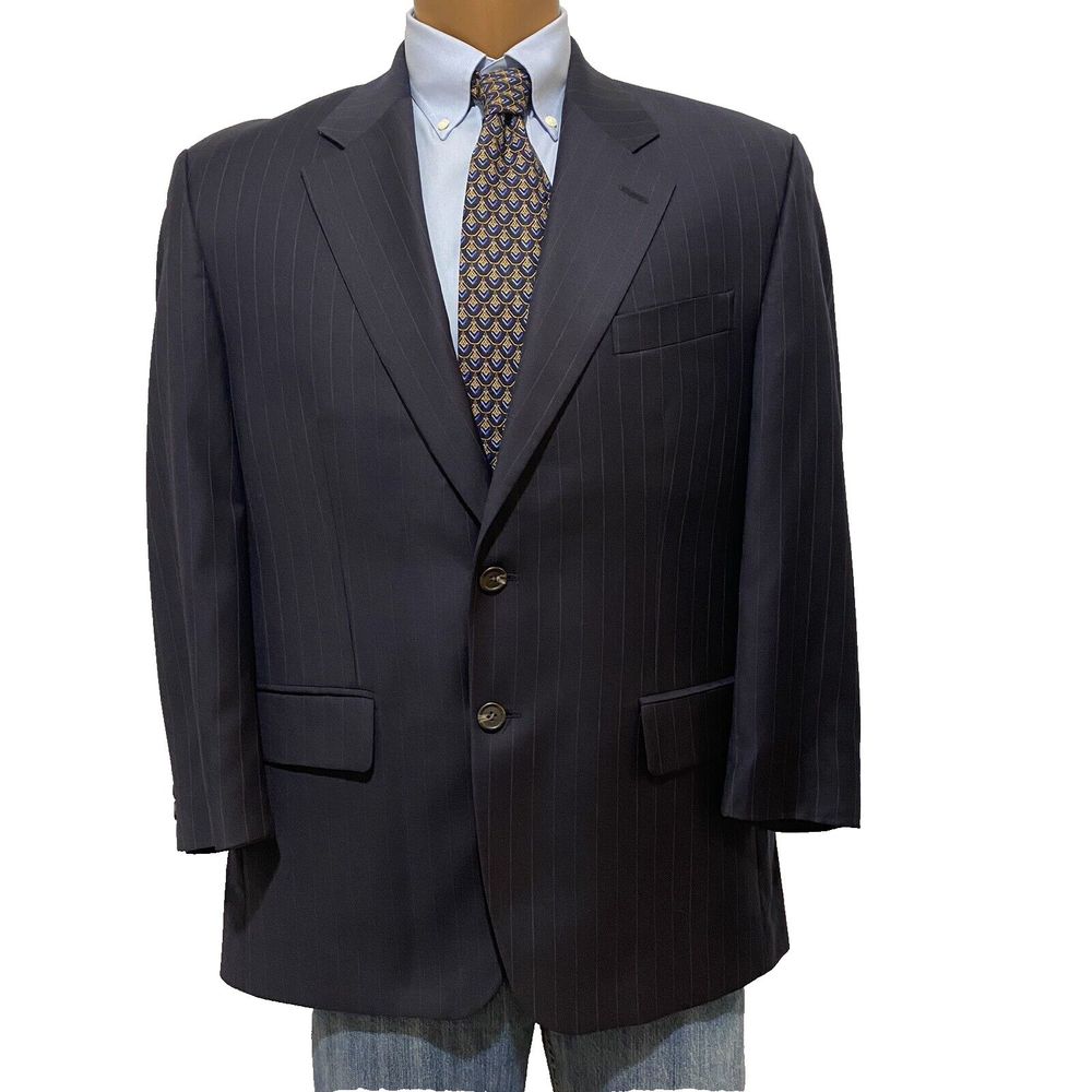 LAUREN Ralph Lauren Men's Blazer 44R Wool Cashmere Navy‎ Pinstripe Jacket